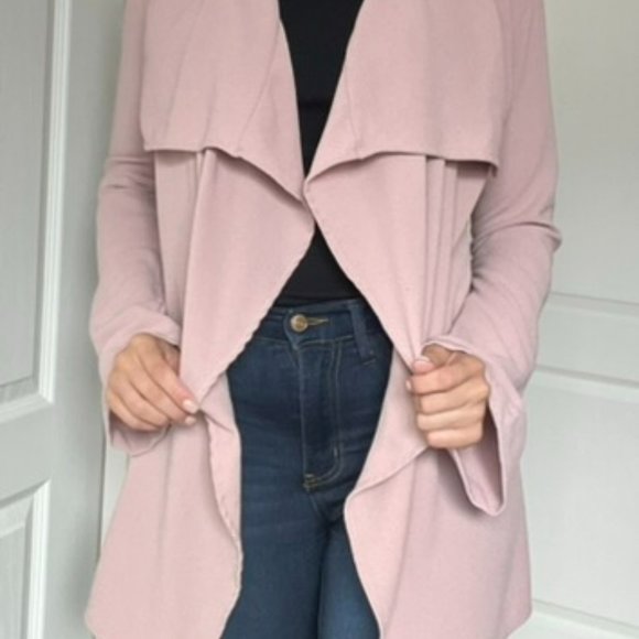 Women's Pink Trench Coat - Long Blazer - Light Jacket - Women's Business casual - Picture 3 of 4